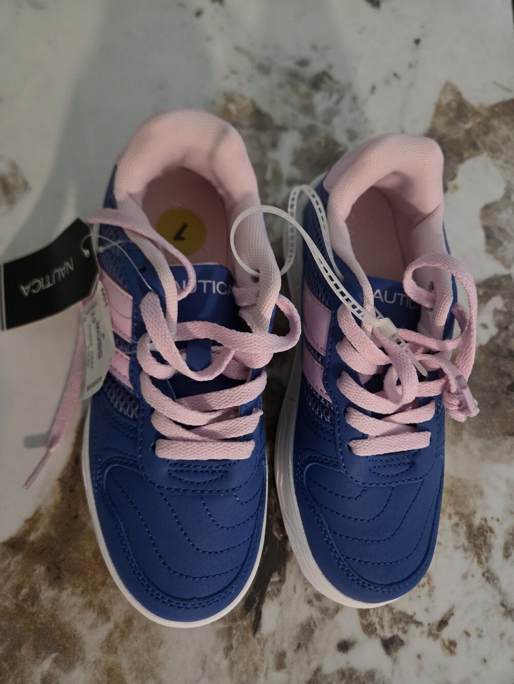 Nautica Kids Navy Blue with Light Pink Lace-Up Sneakers